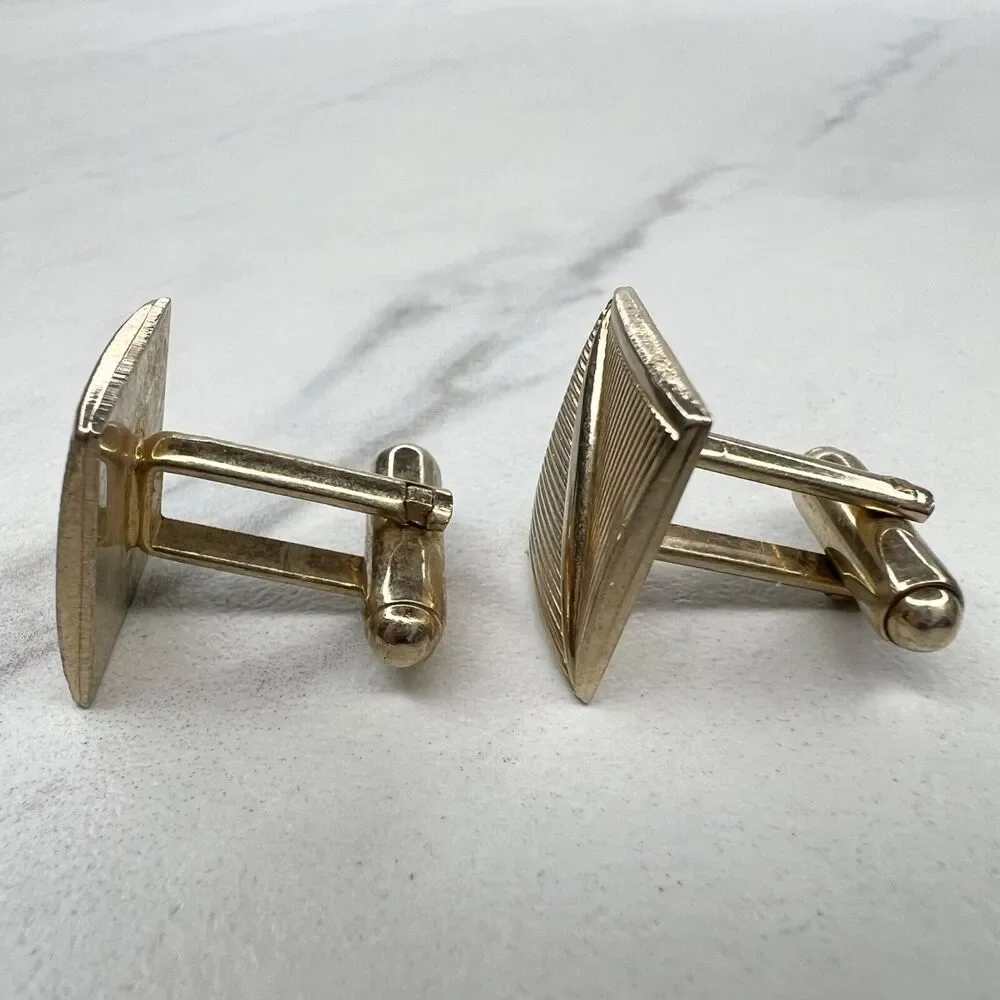 Gold Tone Vintage Textured Square Cufflinks